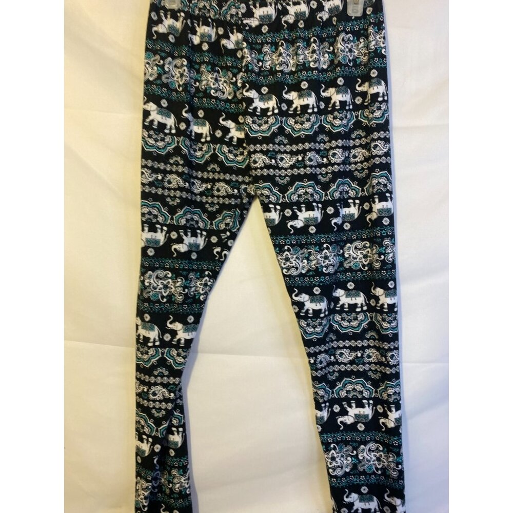 Elephant Print Boho Hippie Street Indie Leggings Women’s Large 11/13 Black Pants